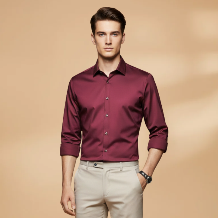 Stylish men's collared shirt, classic button-down in blue, ideal for casual & formal occasions.