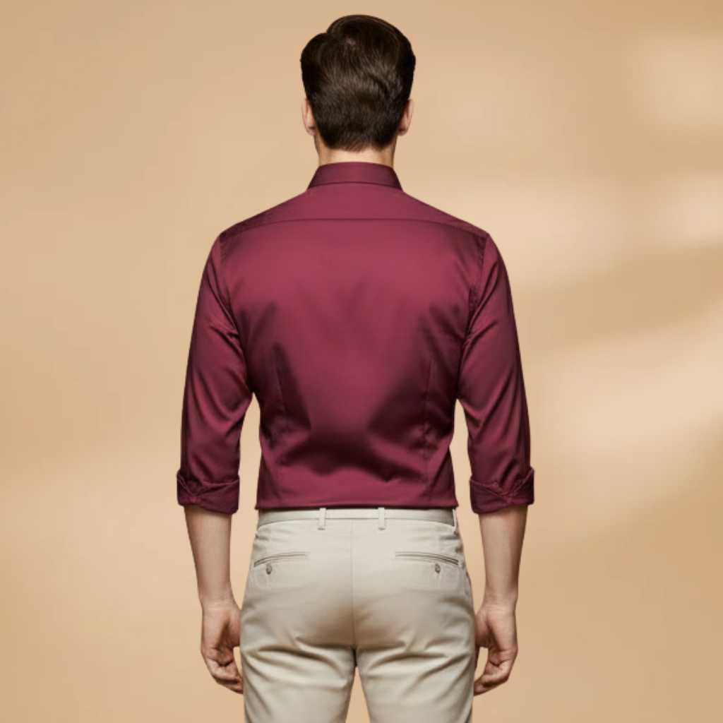 Men's formal wear button-down shirt, classic long sleeve white design, perfect for business casual.