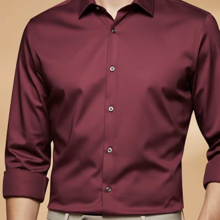 Classic style men's button-down shirt in sophisticated gray, long sleeve design for versatile fashion.