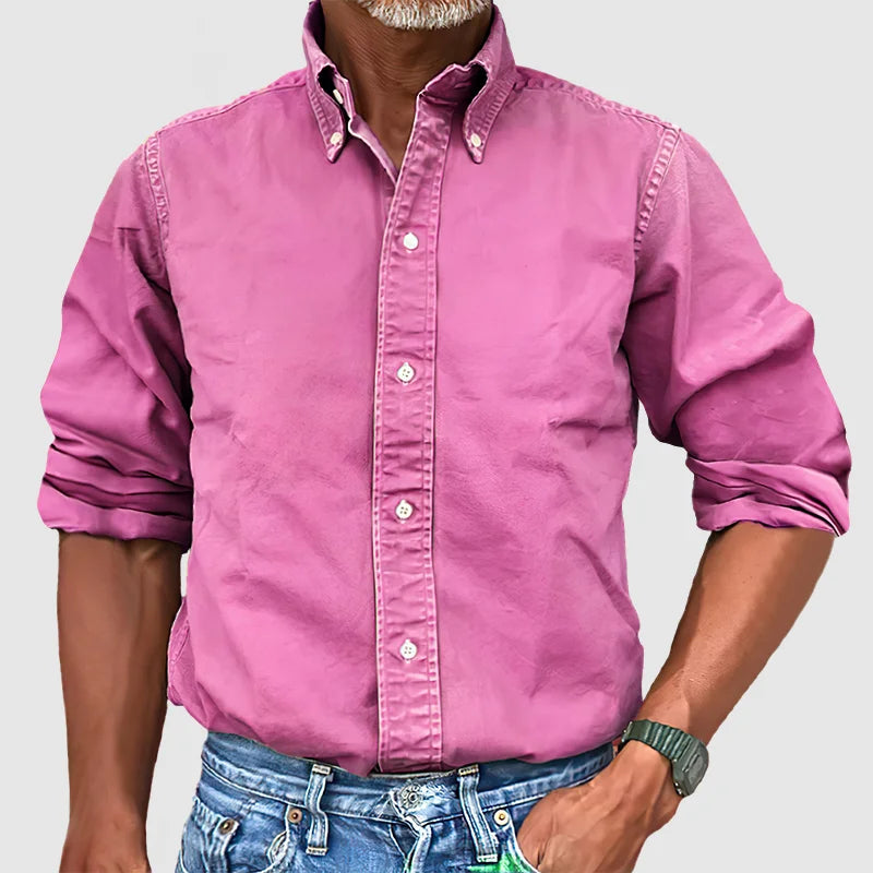 Fashionable men's button-down, long sleeves, a key item for creating a sophisticated or casual look.