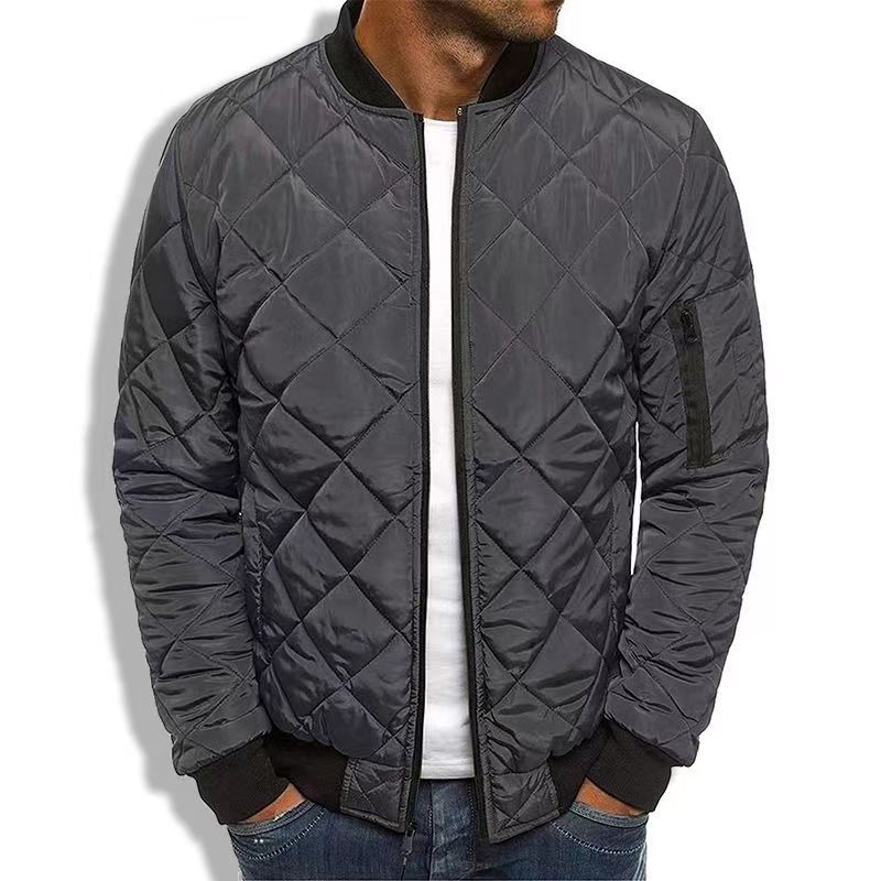 Men's classic quilted zip-front bomber jacket, perfect casual fall & winter outerwear for everyday layering.