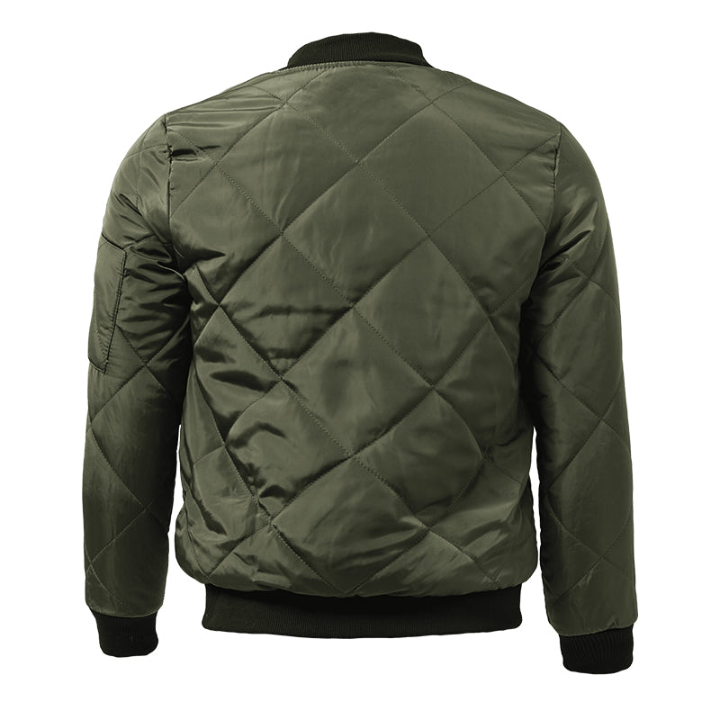 Stylish men's quilted bomber jacket. A versatile fall/winter outerwear piece for everyday casual elegance.