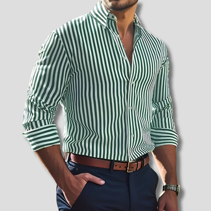 New arrival! Men's long sleeve striped shirt, casual, polyester, a timeless addition to men's fashion.
