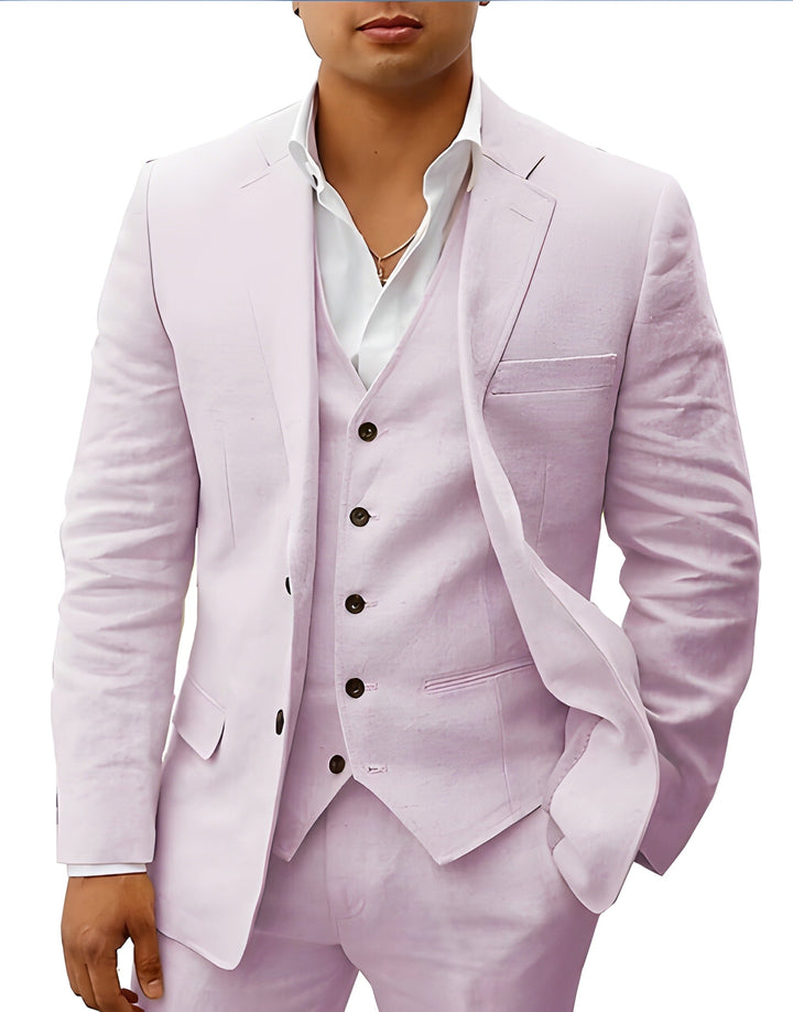 A classic men's three-piece suit, versatile formal wear for various occasions.