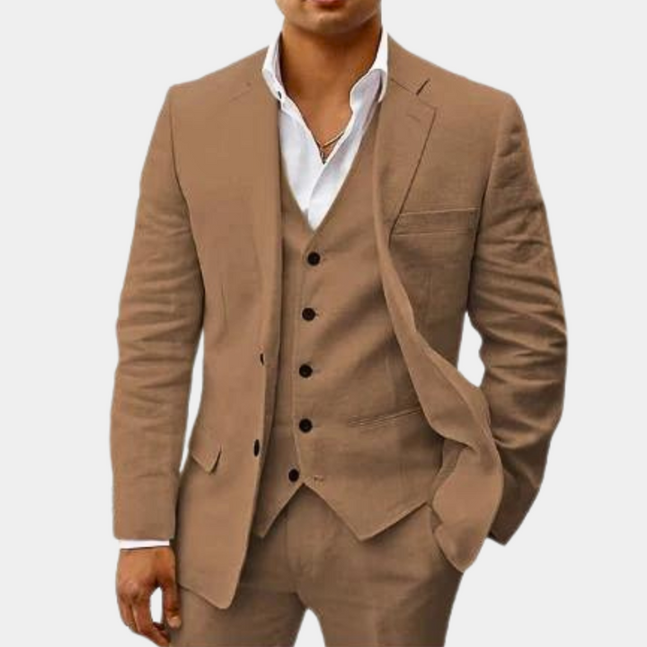 Elegant men's classic suit blazer, ideal for formal wear, business meetings, or wedding attire.