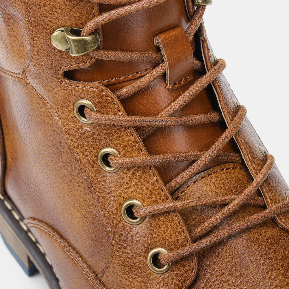 Elegant men's lace-up ankle boots, vintage aesthetic with a modern side zipper for easy access.