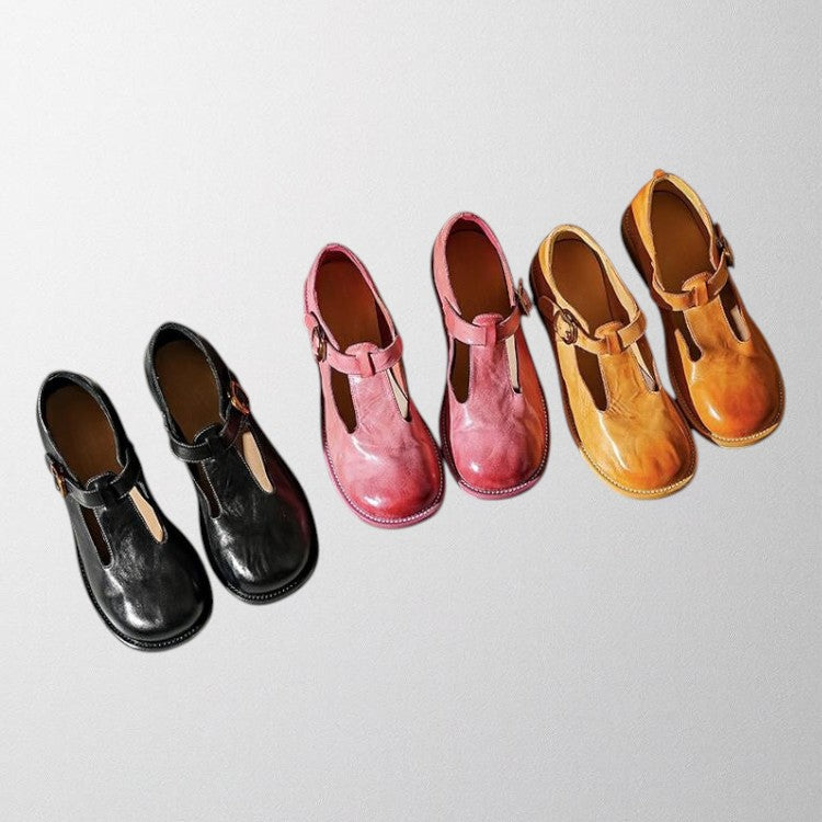 Stylish yellow Mary Jane flats for women, classic comfort vintage footwear