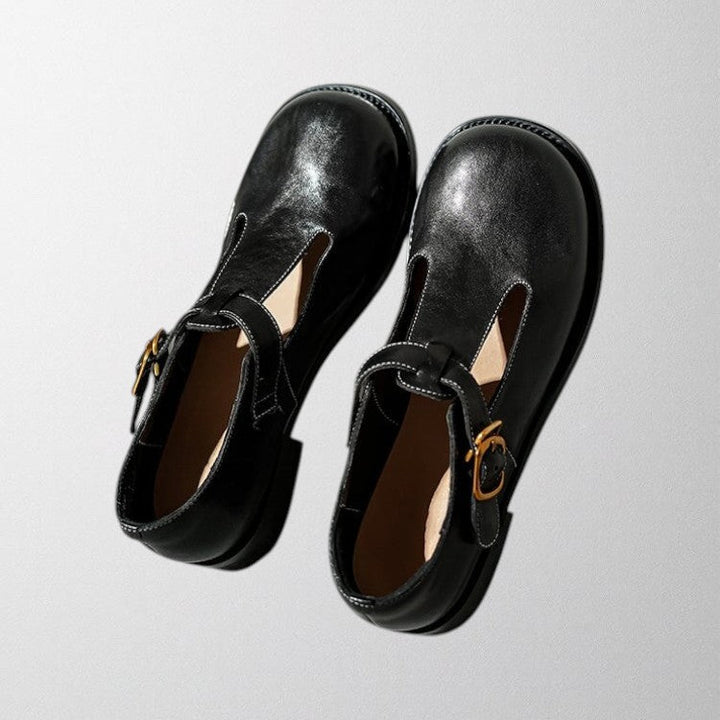 Yellow Mary Jane flats, women's classic comfort footwear for everyday wear