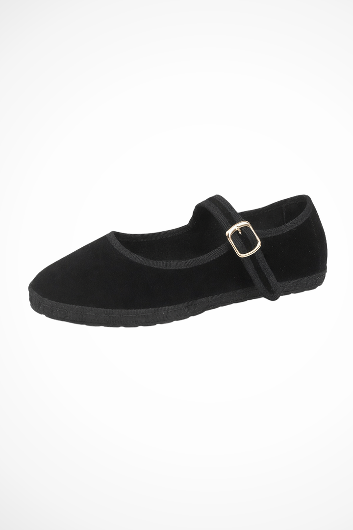 Classic women's Mary Jane flats, round toe and buckle strap design for comfortable, elegant casual wear.