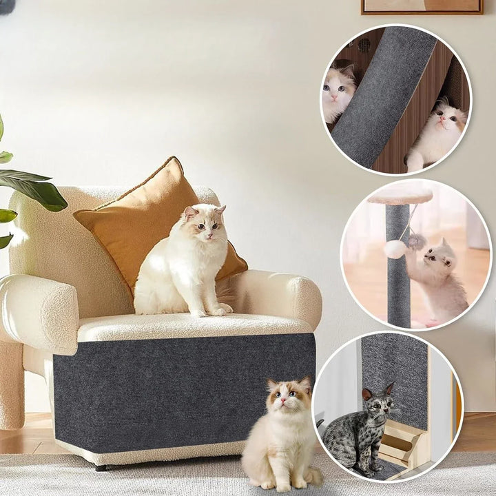 Clear anti-scratch furniture guard for cats. Protects couches and chairs from pet claw damage. Universal fit.
