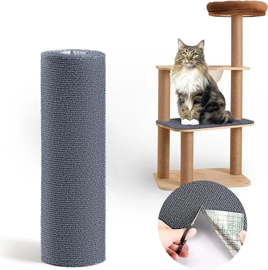 Transparent cat scratch shield protecting a sofa. Discreet furniture guard blends with home decor. Easy to apply.