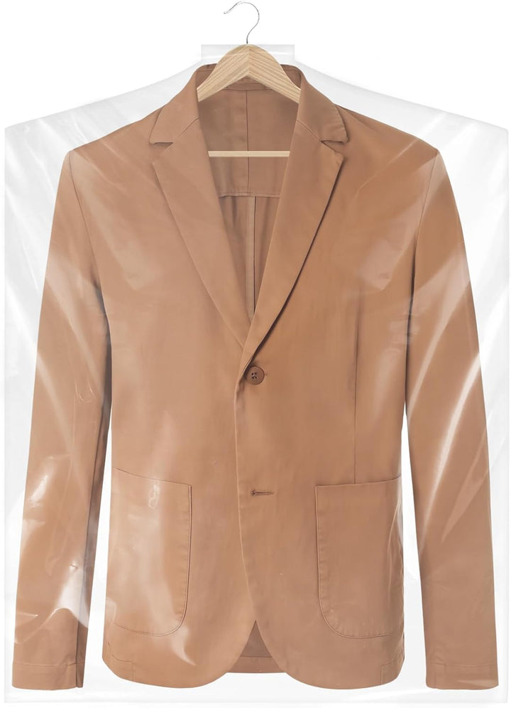 Clear garment bags, 50-count, a wardrobe organizer solution for clean, protected clothes.