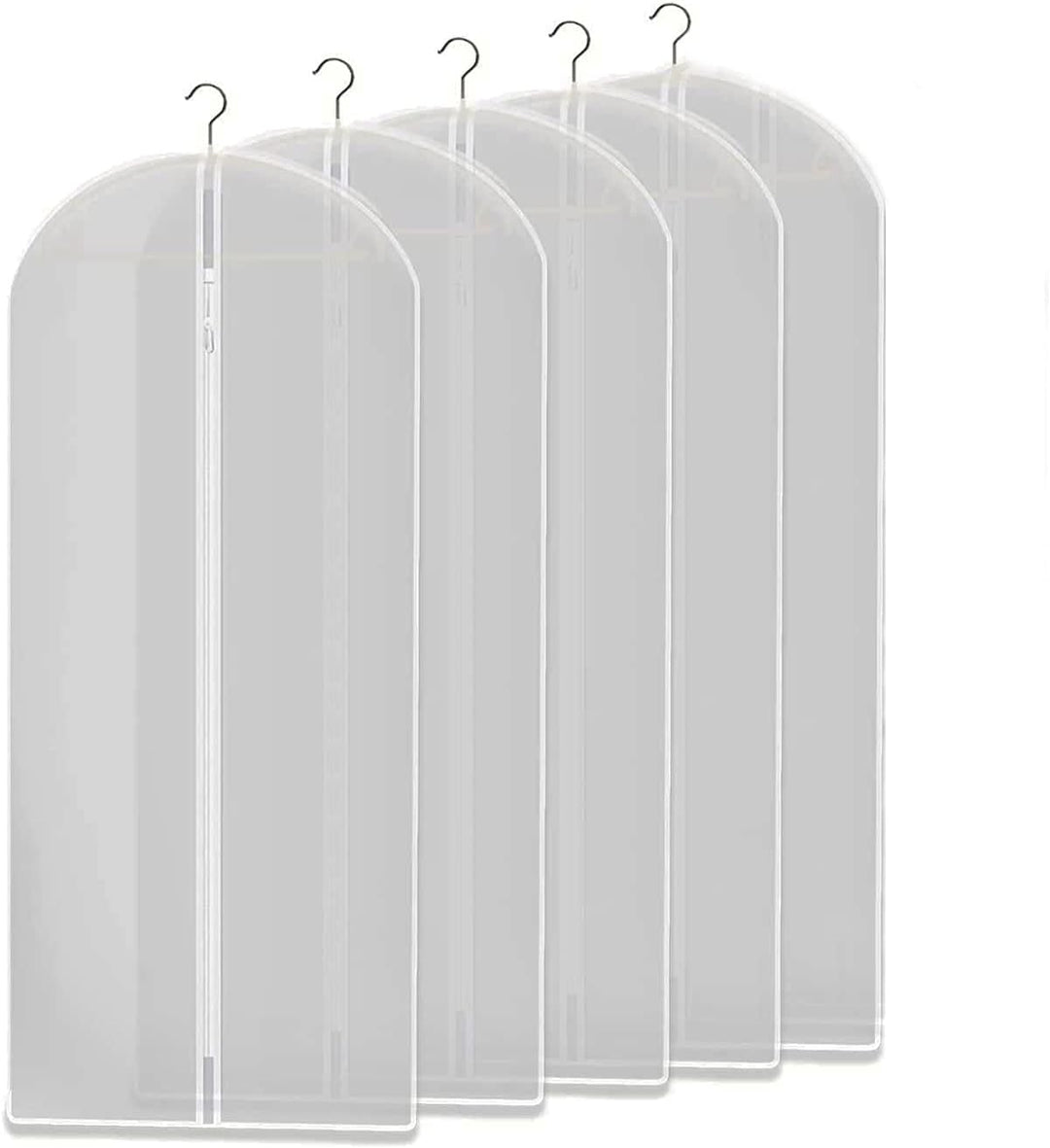 Clear garment storage bags protect clothes from dust & moisture. Ideal wardrobe organizer & storage solution.