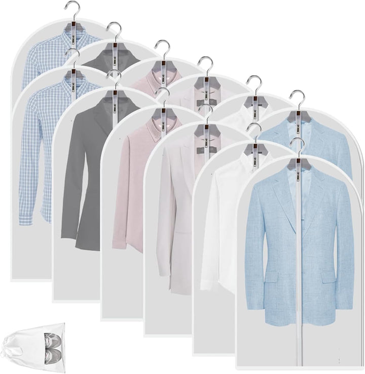 PEVA apparel storage, 12-pack, clear design for quick item identification.