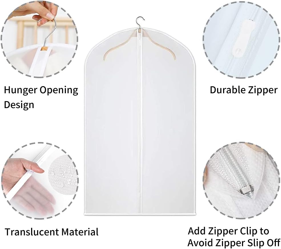 Transparent PEVA clothes covers for home storage, ideal for seasonal apparel.