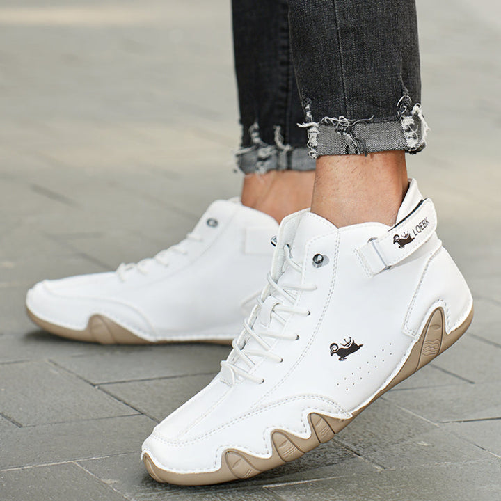 Side view of grey unisex waterproof barefoot shoe with a non-slip grip sole for stability.