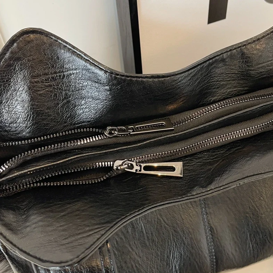 Women's fashion shoulder bag in espresso vegan leather, sleek and modern design