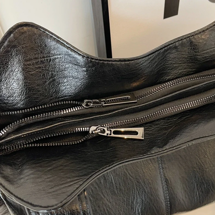 Women's fashion shoulder bag in espresso vegan leather, sleek and modern design