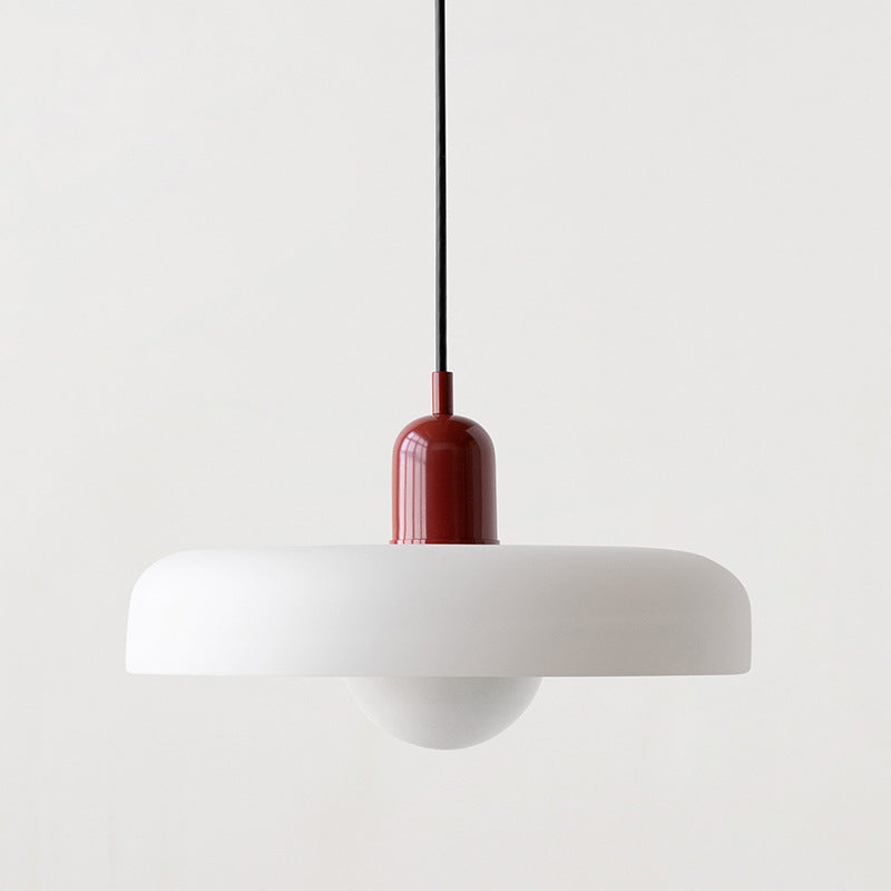 Colorful Bauhaus pendant light with vibrant stained glass design in white, orange, and green. Ideal ceiling lamps for home de