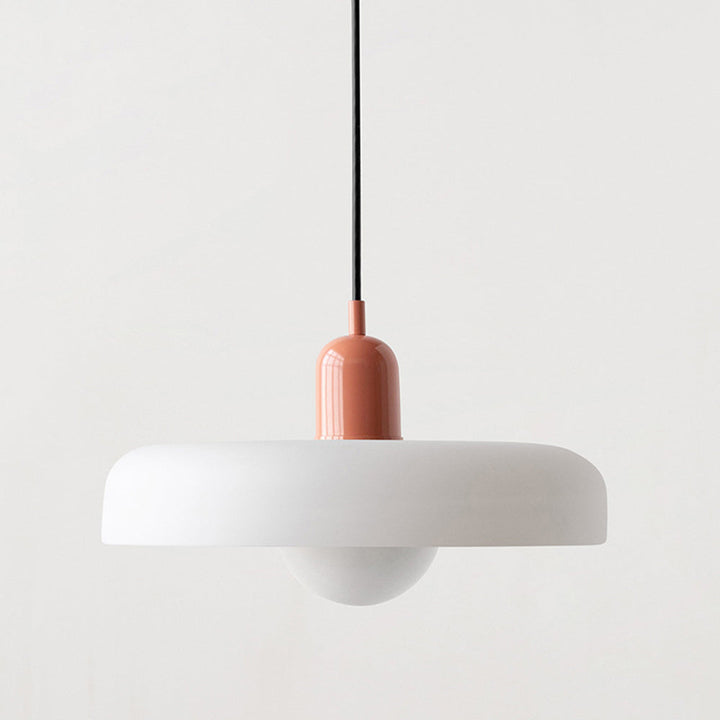 Colorful Bauhaus pendant light with vibrant stained glass design in white, orange, and green. Ideal ceiling lamps for home de