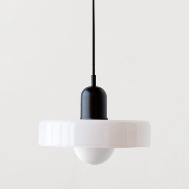 Colorful Bauhaus pendant light with vibrant stained glass design in white, orange, and green. Ideal ceiling lamps for home de