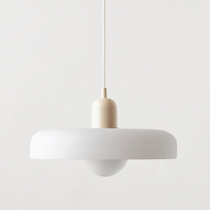 Colorful Bauhaus pendant light with vibrant stained glass design in white, orange, and green. Ideal ceiling lamps for home de