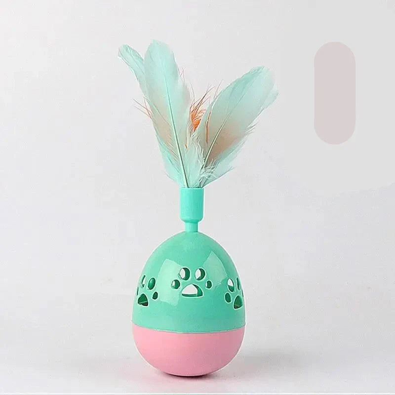Durable colorful cat toy ball with soft feathers for hours of interactive feline play.