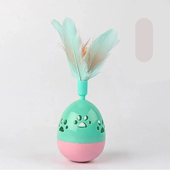 Durable colorful cat toy ball with soft feathers for hours of interactive feline play.