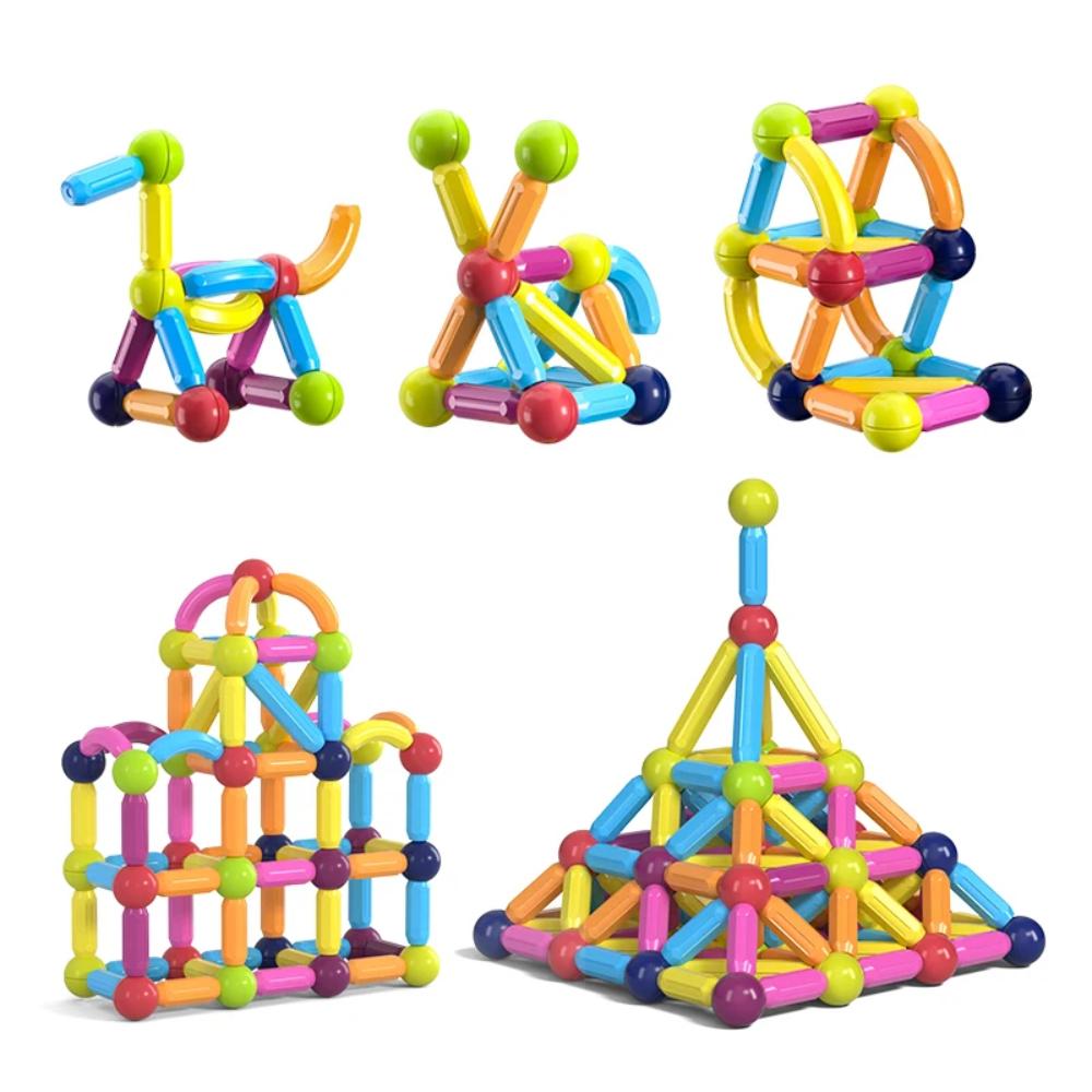 Colorful magnetic building sticks set for kids, fostering creativity & STEM learning through construction play.