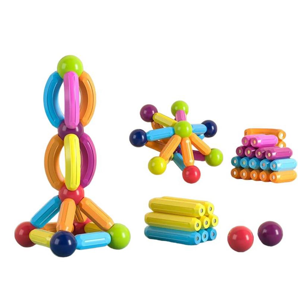 Vibrant magnetic construction toy for kids, a perfect gift for developing spatial reasoning & creative building skills.