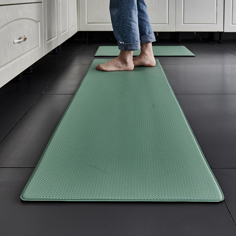Hygienic waterproof kitchen floor mat, anti-slip & stain-resistant PVC rug for a clean & safe kitchen.
