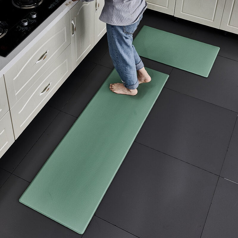 Heavy-duty anti-slip kitchen rug, waterproof PVC comfort mat built for durability & everyday kitchen use.