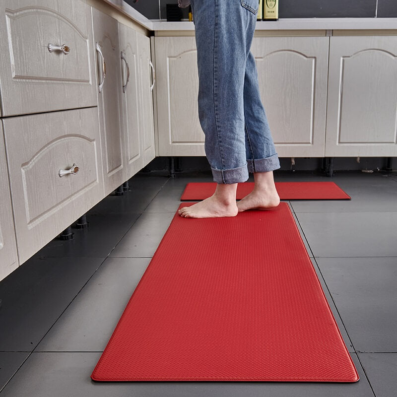 Soft comfort kitchen mat, anti-slip and waterproof PVC floor rug for ultimate safety and kitchen appeal.