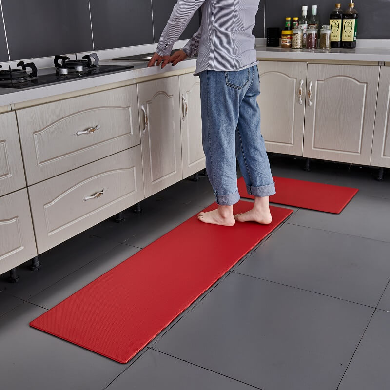 Stylish anti-slip kitchen rug, waterproof & cushioned, perfect for modern kitchen decor & home safety.