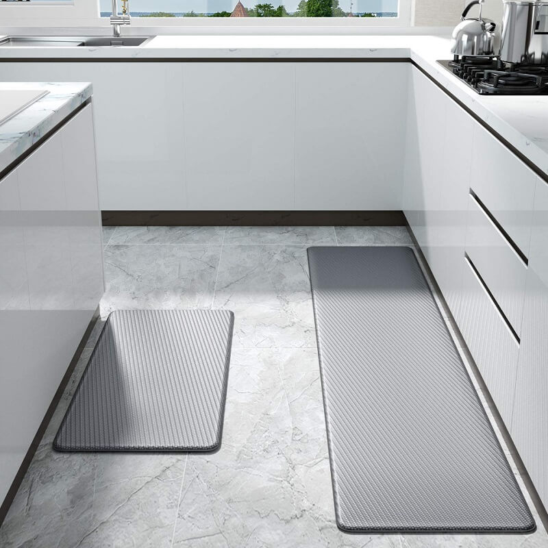 Versatile waterproof kitchen rug, anti-slip comfort mat for kitchen, laundry, or standing workstations.