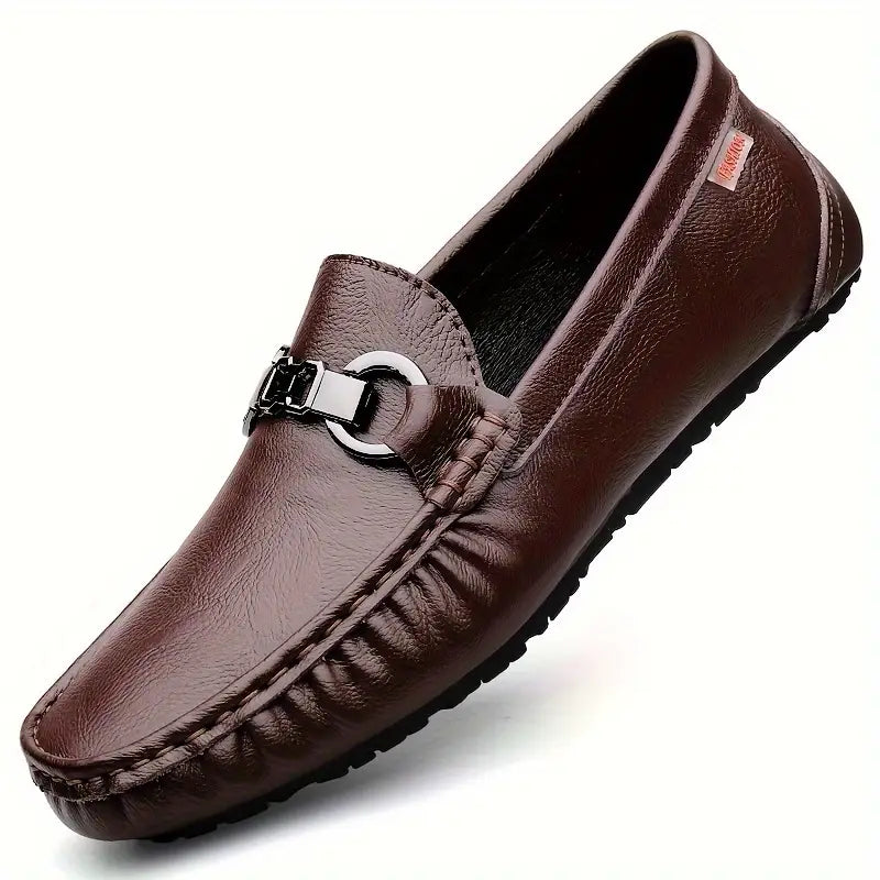 Comfortable men's slip-on loafers in a versatile tan, perfect for casual spring and summer wear and effortless style.