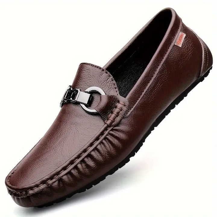 Comfortable men's slip-on loafers in a versatile tan, perfect for casual spring and summer wear and effortless style.