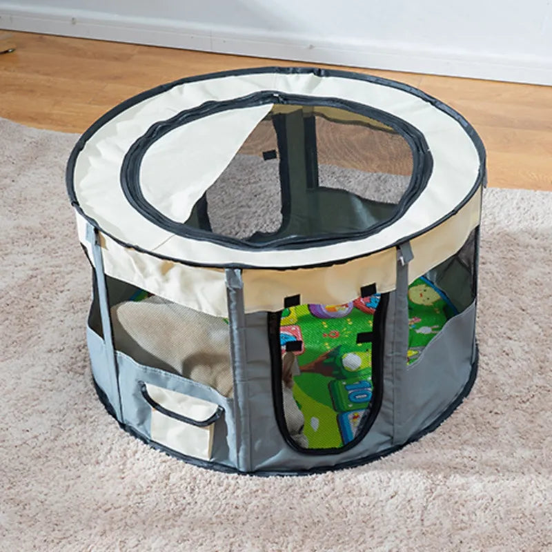 Foldable pet dog tent for indoor & outdoor comfort. Portable cat bed, pet accessory, great for dog travel.