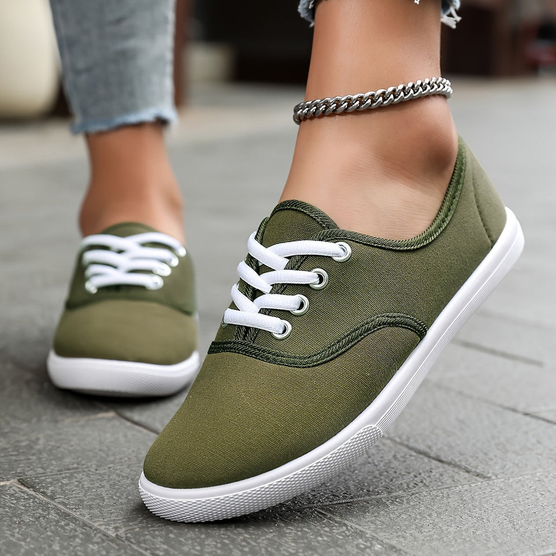 Fashionable & comfortable women's low-top canvas lace-up shoes, great for spring/summer.