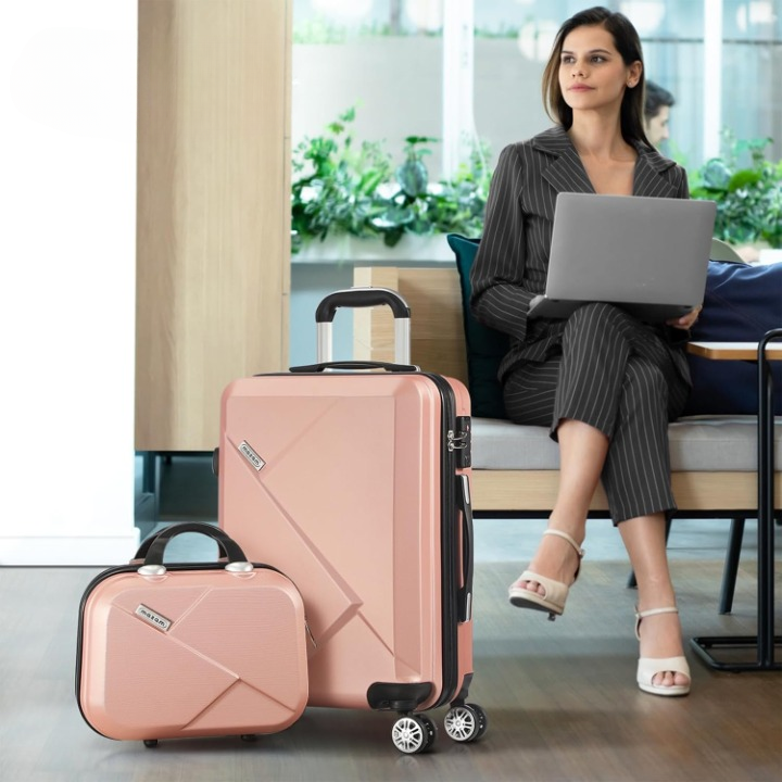 Compact 2-piece carry-on luggage set by JetTrek with durable hardshell & smooth spinner wheels.