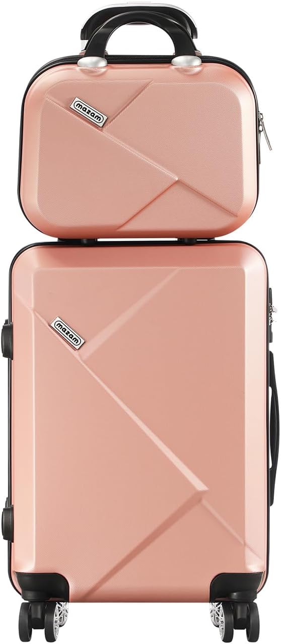 The JetTrek 2-piece carry-on luggage set open, revealing spacious interior compartments & cross straps.