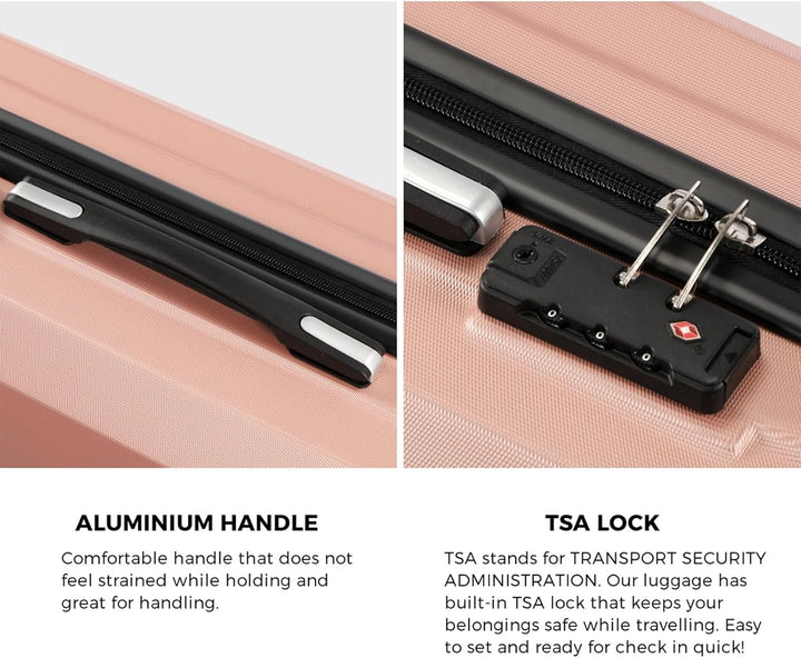 JetTrek compact carry-on luggage set. Two pieces: a trolley bag & smaller case with spinner wheels.