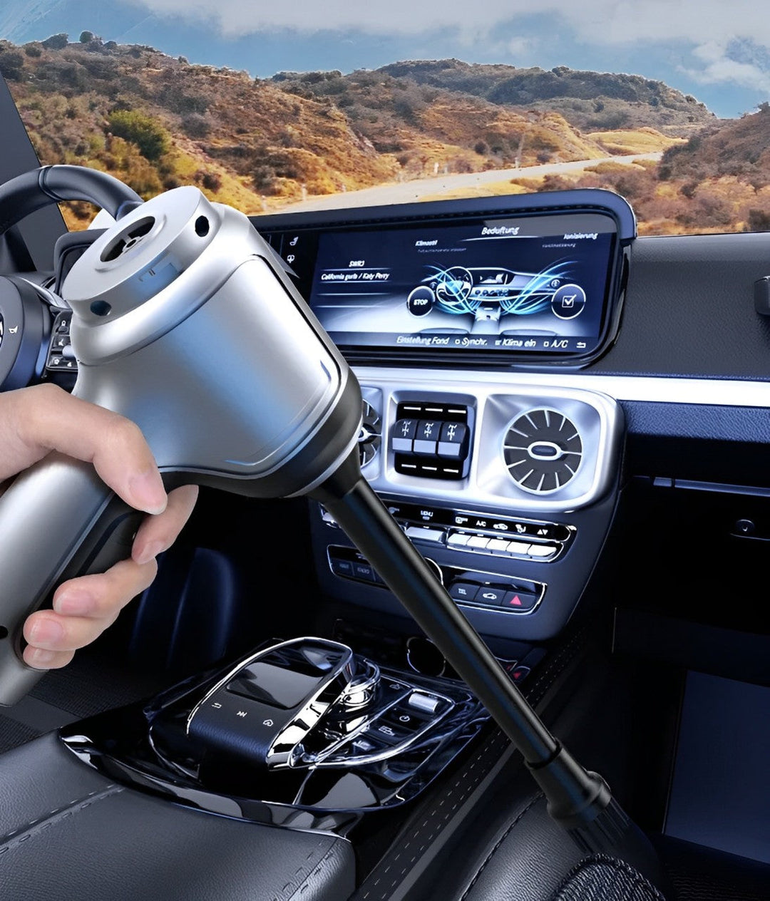 Compact cordless car vacuum cleaner with powerful suction for auto detailing & quick vehicle interior dust removal.