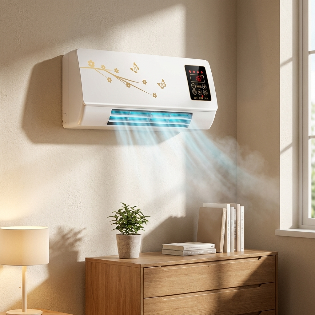 Quiet portable mini air cooler, perfect for desk. Personal fan with instant cooling for summer comfort.