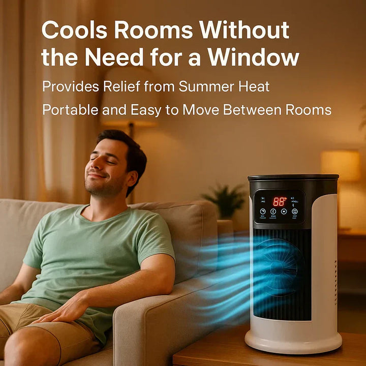 Energy-efficient portable room cooler providing personal comfort. Windowless AC, perfect for home cooling.