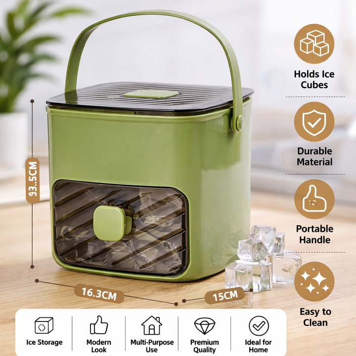 Compact portable ice maker, perfect for home, office, RV, and outdoor camping; creates instant ice cubes.