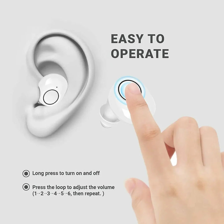 New3 compact rechargeable digital hearing aid with adjustable modes and sound amplifier.
