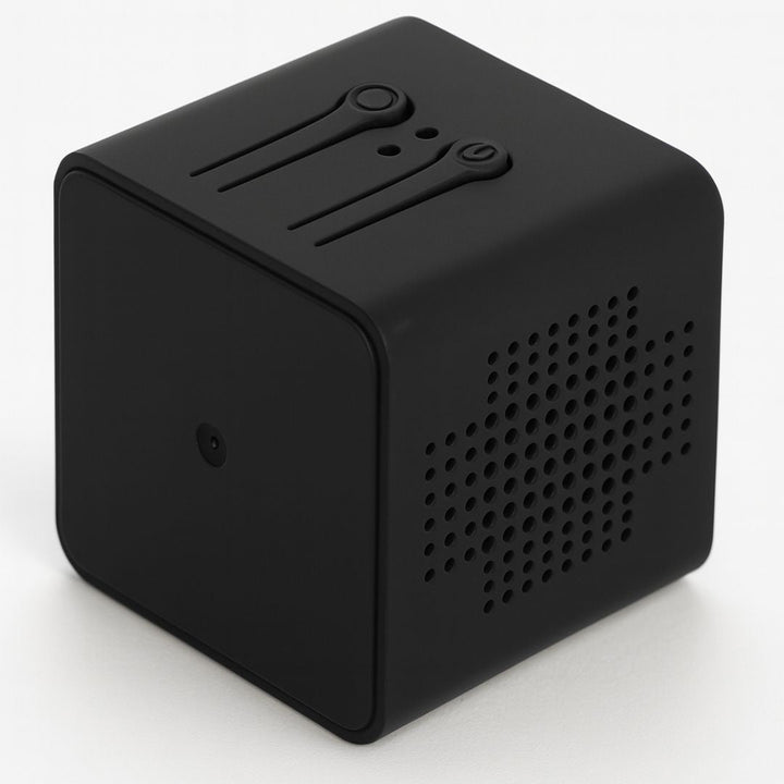 Small wireless security camera for indoor/outdoor home surveillance, featuring night vision & motion sensor.