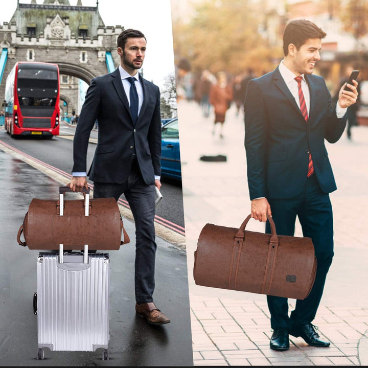 Exterior pockets of the convertible duffel bag, providing quick access to travel accessories.