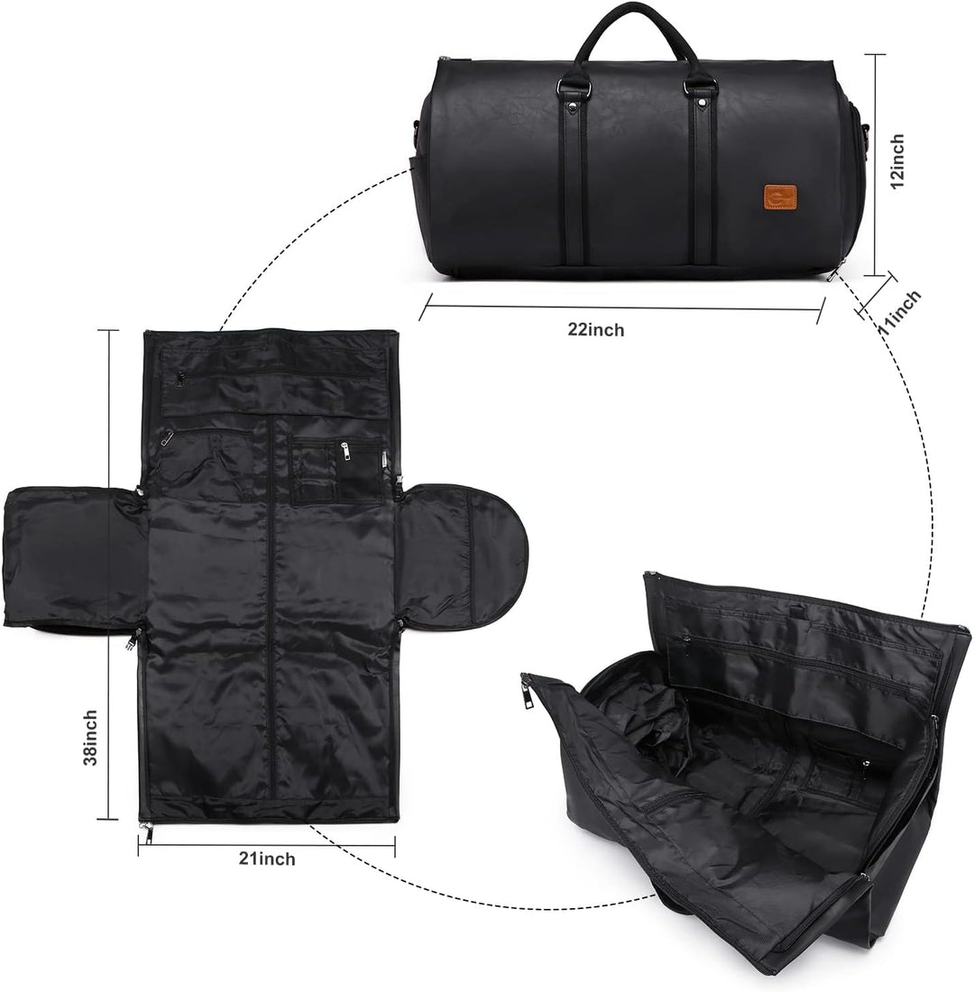 Streamlined convertible garment duffel bag, designed for efficient carry-on travel.
